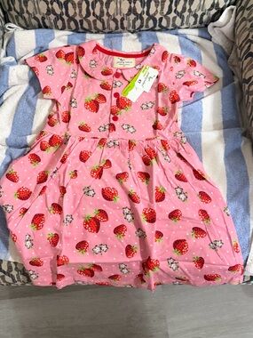 NWT Jumping Meters Size 4t Strawberry Print Short Sleeve Dress Peter Pan Collar
